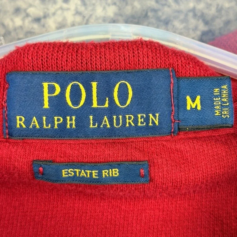 Polo Ralph Lauren Men's Size M Red Estate Rib Pony‎ Cotton 1/4 Pullover Sweater
